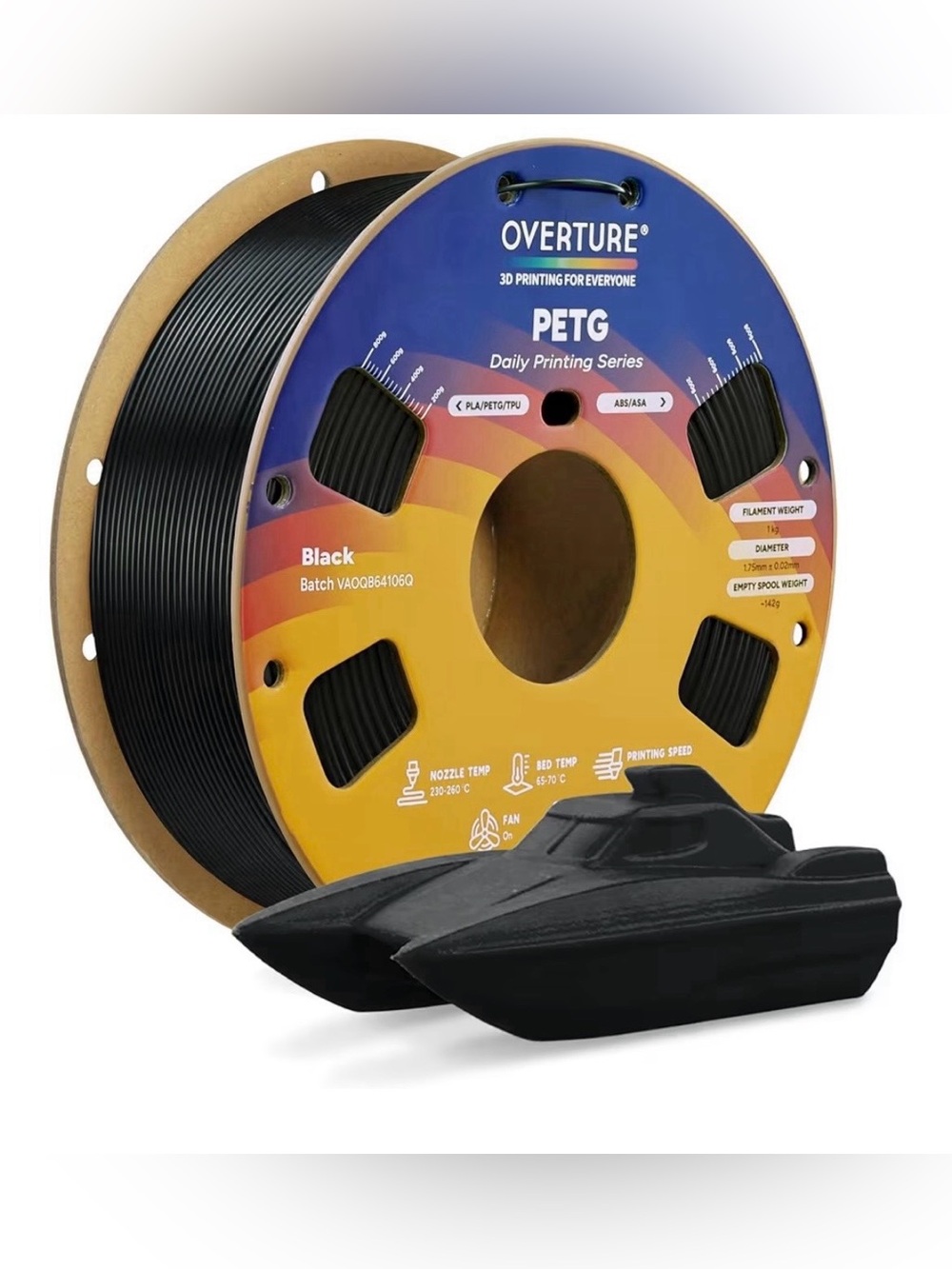 OVERTURE PETG Filament 1.75mm, High Speed 3D Printer Filament
